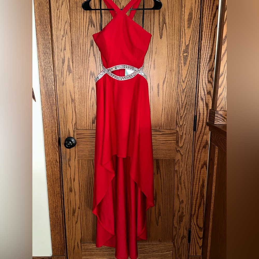 Speechless Formal Halter High Low Dress w/ Cutouts and Rhinestones, size 11